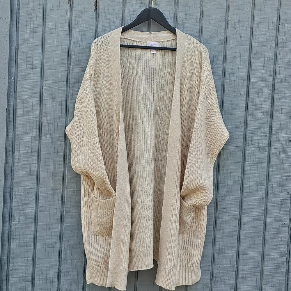 Auden Women's Open Front Sweater Robe with Pockets XL/XXL Oatmeal New - Picture 13 of 14